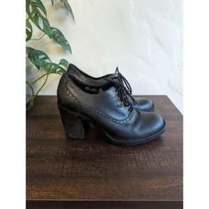 Born Women's Lace-up Leather Oxford Block Heel Booties - Size 8.5