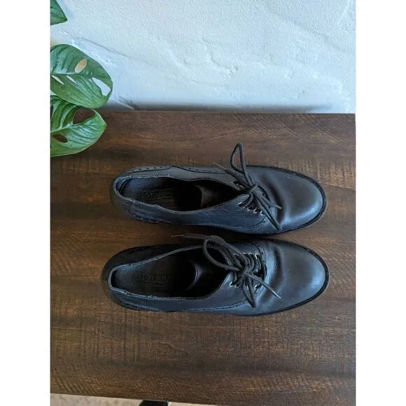 Born Women's Lace-up Leather Oxford Block Heel Booties - Size 8.5