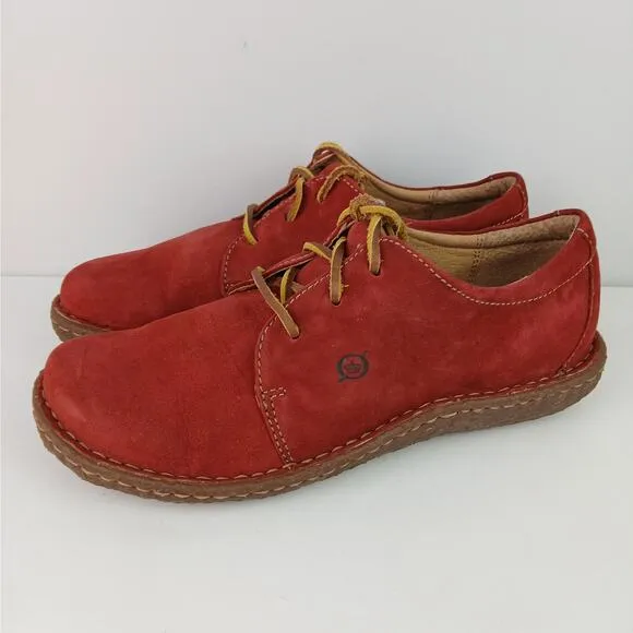 Born Women's SZ 9 Concept W1808 Red Leather Lace Up Oxfords Comfort Shoe