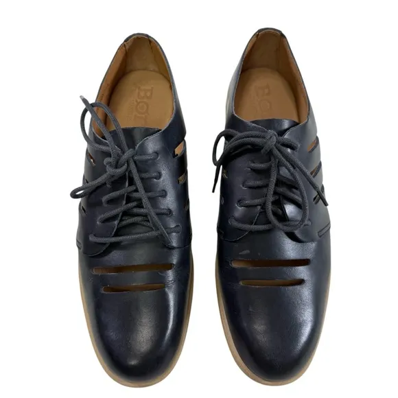 Born Yakob Cut Out Yankee Blue Leather Lace-Up Oxfords Women’s Size 7M