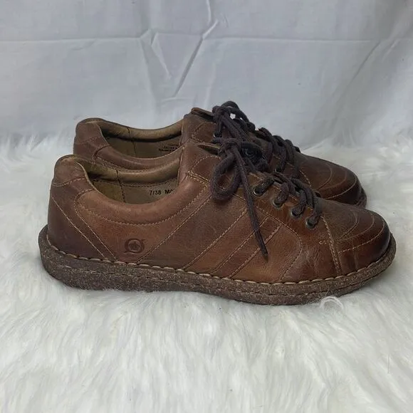 Born Melissa NWOT Handcrafted Tan Leather Lace Up Oxfords Sz 6