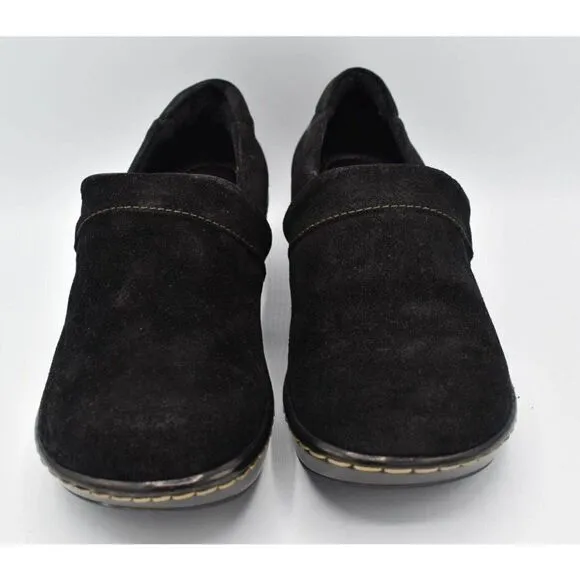 Born Womens Size 7 Bailie Black Suede Leather Closed Back Casual Slip On Clogs