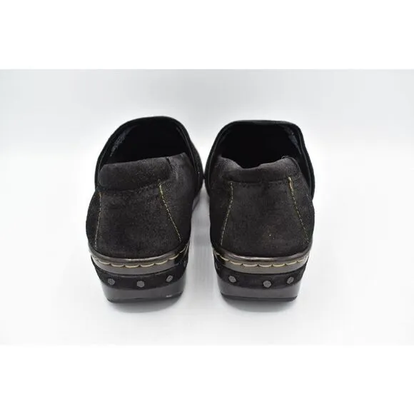 Born Womens Size 7 Bailie Black Suede Leather Closed Back Casual Slip On Clogs