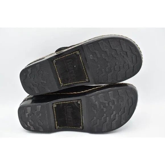 Born Womens Size 7 Bailie Black Suede Leather Closed Back Casual Slip On Clogs