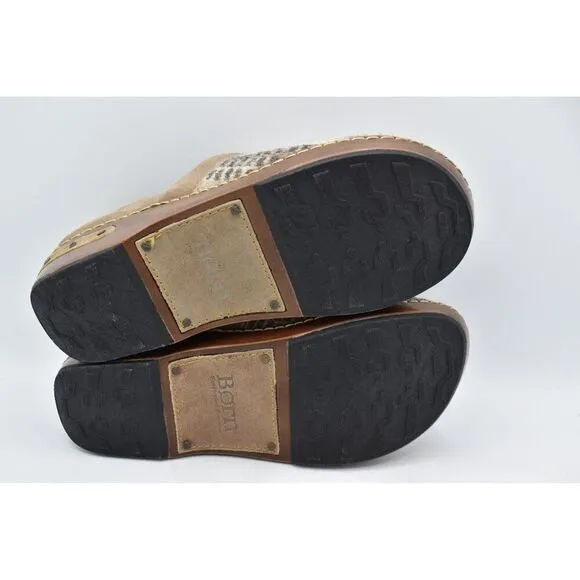 Born Womens Size 9.5 Bailie Taupe Birch Tribal Fabric Closed Back Casual Clogs