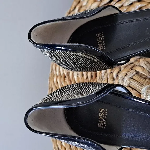 BOSS Hugo Boss Womens Olimpia D'Orsay 3.75&quot; Heels Black Patent Leather‎ S-7/37.5