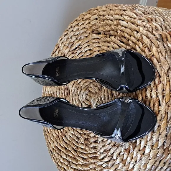 BOSS Hugo Boss Womens Olimpia D'Orsay 3.75&quot; Heels Black Patent Leather‎ S-7/37.5
