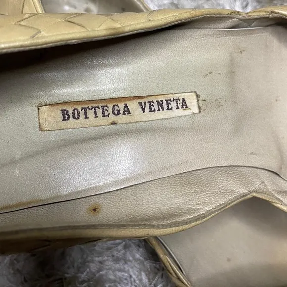 Bottega Veneta beige open toe heels.  Authentic.