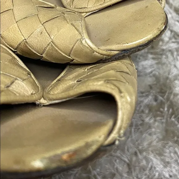 Bottega Veneta beige open toe heels.  Authentic.