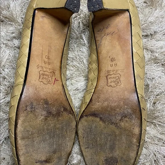 Bottega Veneta beige open toe heels.  Authentic.