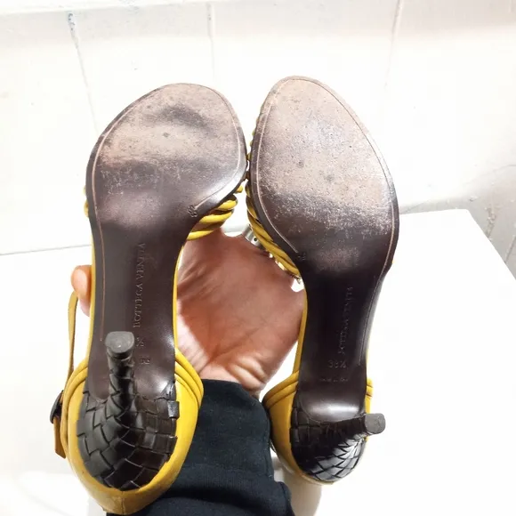 Bottega veneta green open toe heels