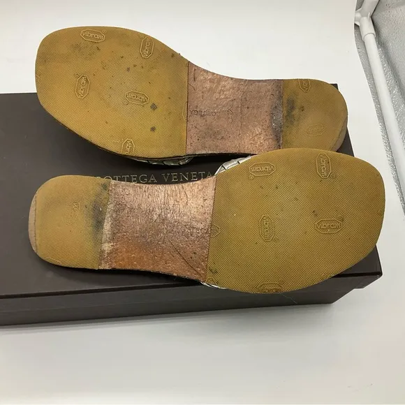Bottega Veneta Metallic Silver Intrecciato Leather Flat Slides