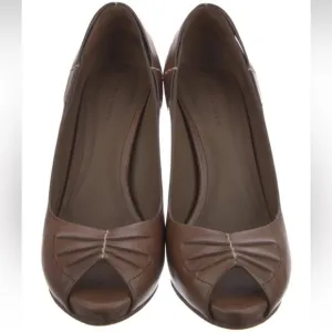 Bottega Veneta Peep Toe Brown Heels