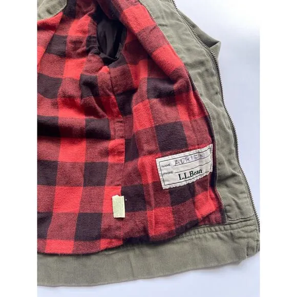 Boy's Vintage L.L. Bean Green Cotton Canvas Lightweight Jacket Size 6