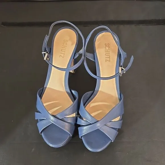 BRAND NEW SCHUTZ OPEN-TOE BUCKLE ANKLE STRAP  PLATFORM HEEL SANDAL