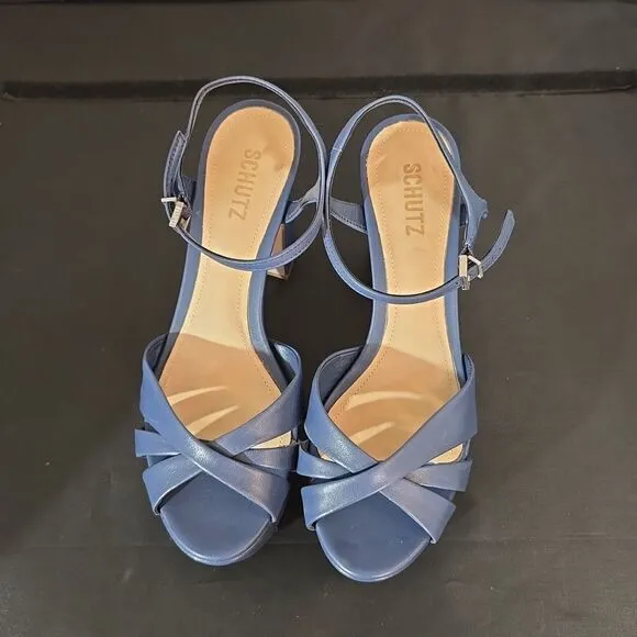 BRAND NEW SCHUTZ OPEN-TOE BUCKLE ANKLE STRAP  PLATFORM HEEL SANDAL