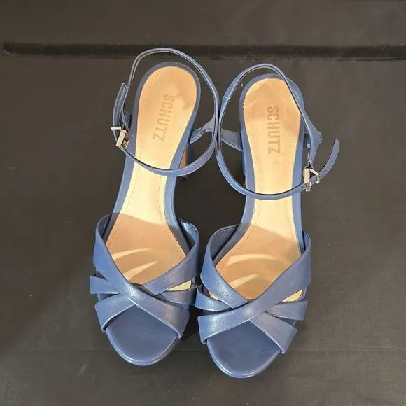 BRAND NEW SCHUTZ OPEN-TOE BUCKLE ANKLE STRAP  PLATFORM HEEL SANDAL