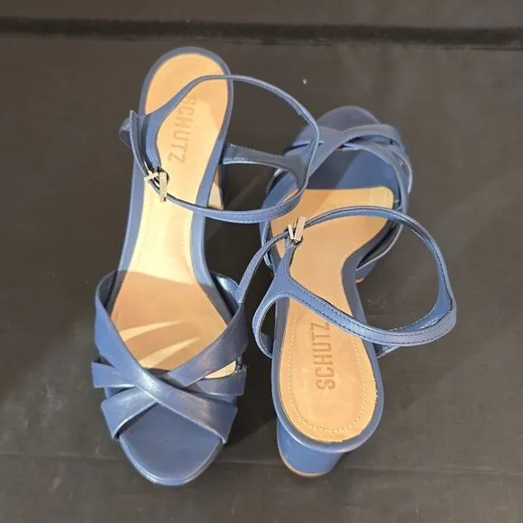 BRAND NEW SCHUTZ OPEN-TOE BUCKLE ANKLE STRAP  PLATFORM HEEL SANDAL