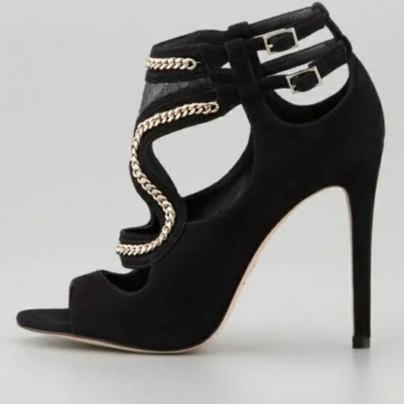Brian Atwood Lollita Gold Chain High Heels