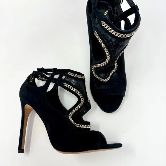 Brian Atwood Lollita Gold Chain High Heels