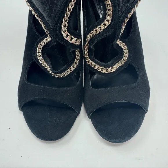 Brian Atwood Lollita Gold Chain High Heels
