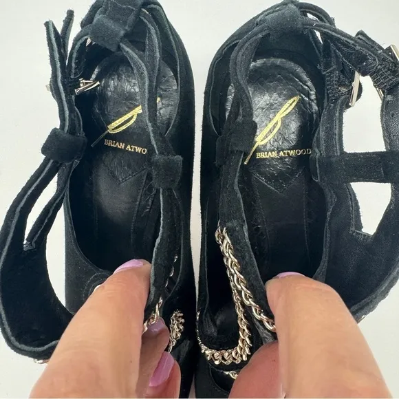 Brian Atwood Lollita Gold Chain High Heels