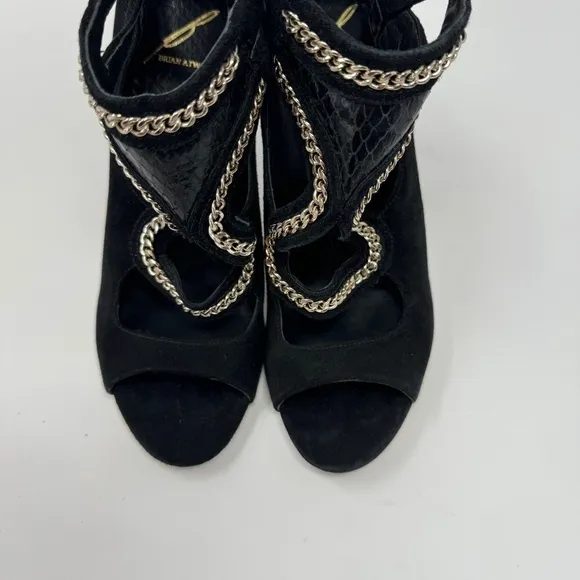Brian Atwood Lollita Gold Chain High Heels