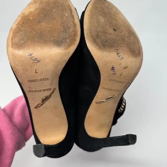 Brian Atwood Lollita Gold Chain High Heels