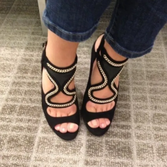 Brian Atwood Lollita Gold Chain High Heels
