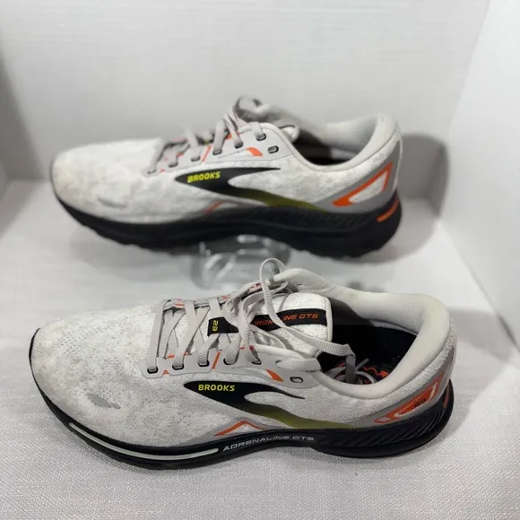 BROOKS Adrenaline GTS 23 Running Shoes Oyster Black Red Orange Size 12 Men's