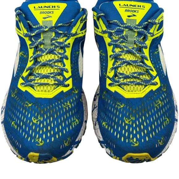 Brooks Launch 5 Run Wicked Lobster Anchor‎ Blue Yellow Running Shoes 11 Boston