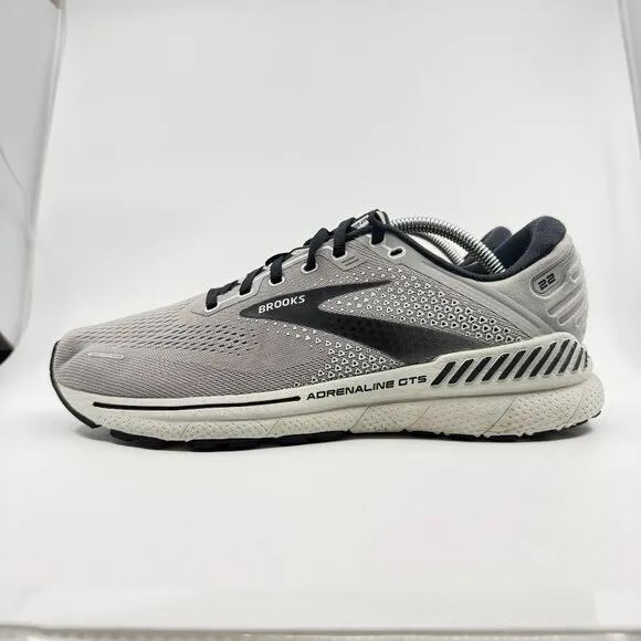 Brooks Running Shoes Mens Size 9.5 Adrenaline GTS 22 Shoes Gray Mesh Lightweight