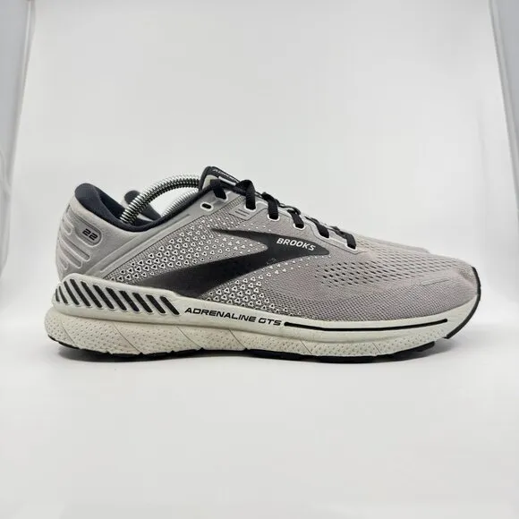 Brooks Running Shoes Mens Size 9.5 Adrenaline GTS 22 Shoes Gray Mesh Lightweight