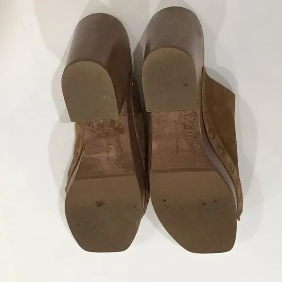 Brown Suede Clogs, Square-toe, Sam Edelman, Size 8.5