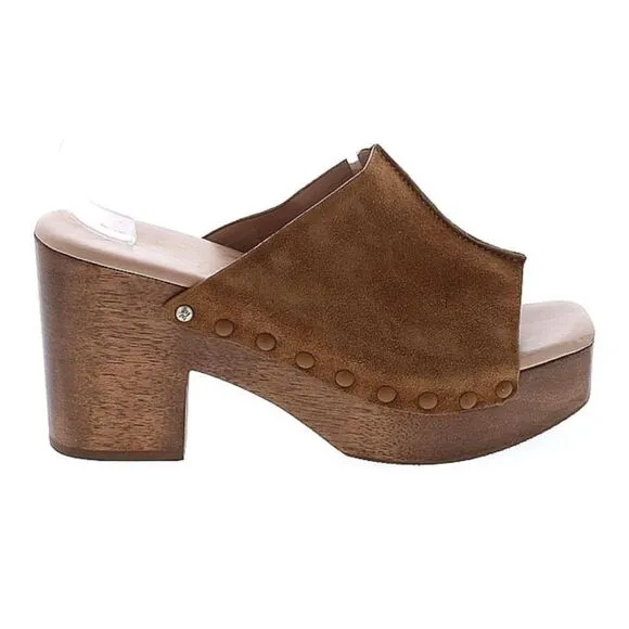 Brown Suede Clogs, Square-toe, Sam Edelman, Size 8.5