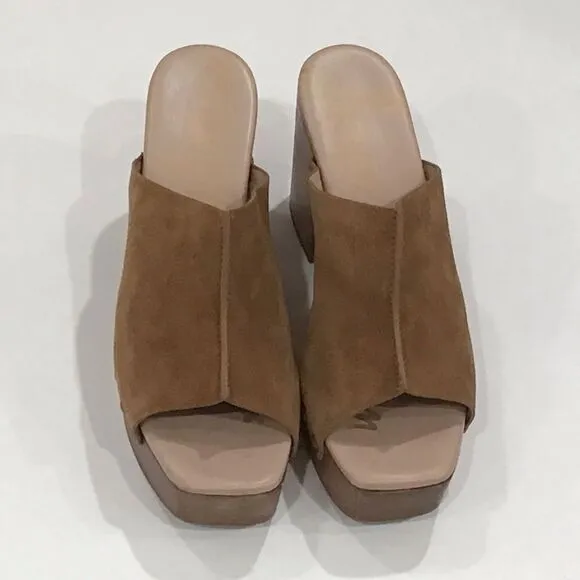 Brown Suede Clogs, Square-toe, Sam Edelman, Size 8.5