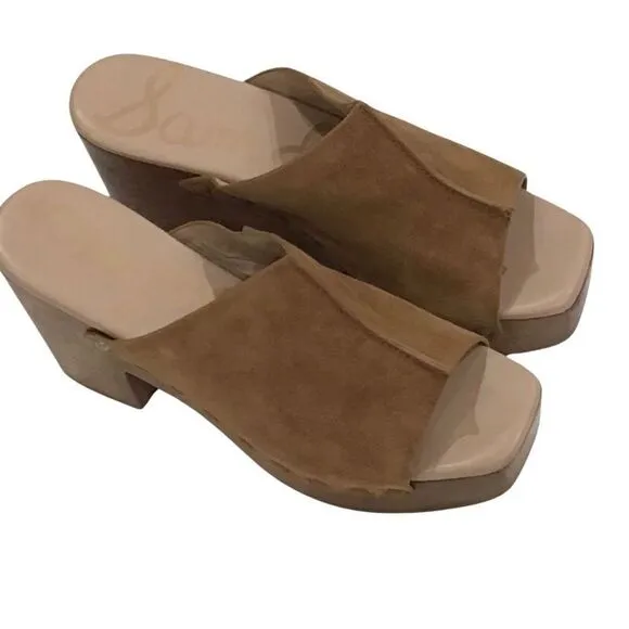 Brown Suede Clogs, Square-toe, Sam Edelman, Size 8.5
