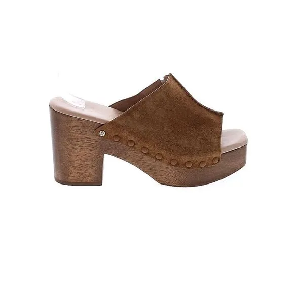 Brown Suede Clogs, Square-toe, Sam Edelman, Size 8.5