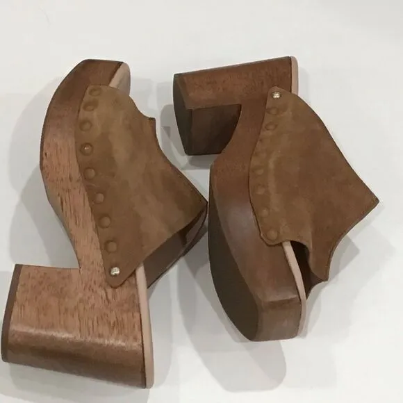 Brown Suede Clogs, Square-toe, Sam Edelman, Size 8.5