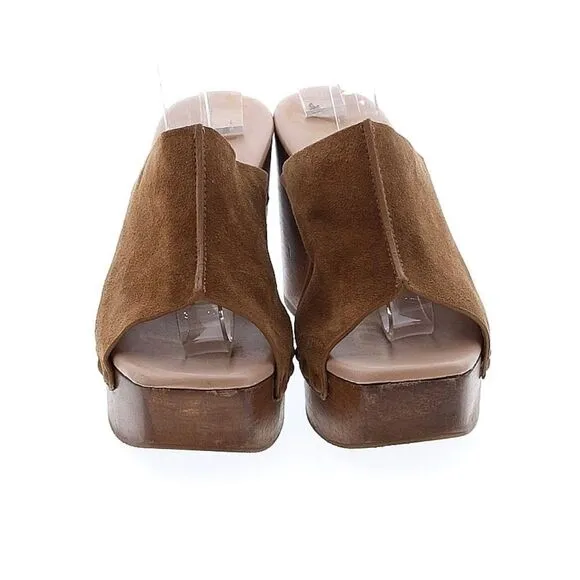 Brown Suede Clogs, Square-toe, Sam Edelman, Size 8.5