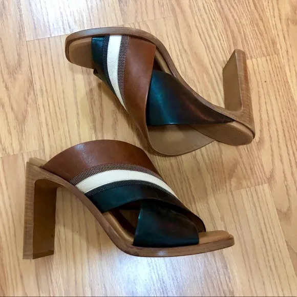 Brunello Cucinelli Bi-color Block Heels 37.5
