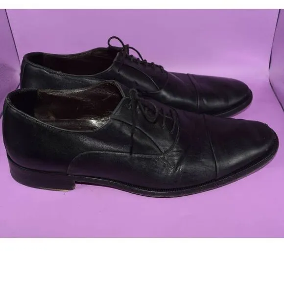 Bruno Magli Black Super Prime Leather Toscano Oxfords - 9 M