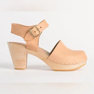 Bryr Emma Closed Toe Clogs in Natural High Heel
