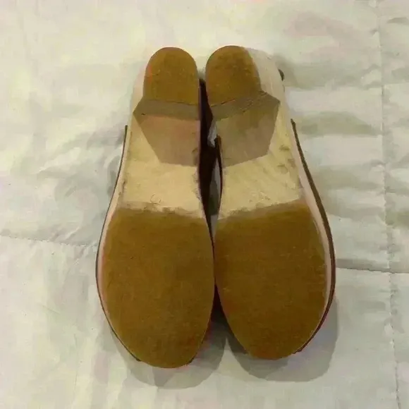 Bryr Suzie Spanish Open Toe Leather Slingback Wood Clogs EU39