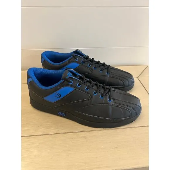 BSI Mens Sport Black Blue Bowling Shoes Size 11.5 Slide Sole Lightweight