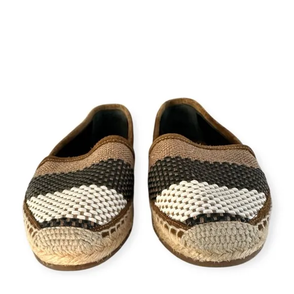 Burberry • Alport Icon Espadrille Suede Trim Woven Leather Slip On