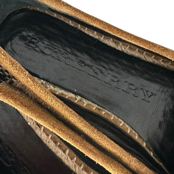 Burberry • Alport Icon Espadrille Suede Trim Woven Leather Slip On