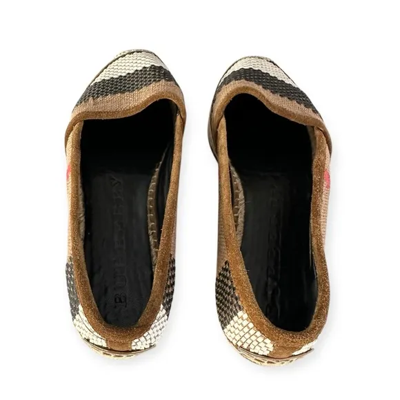 Burberry • Alport Icon Espadrille Suede Trim Woven Leather Slip On