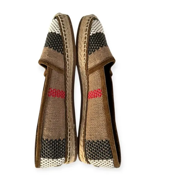 Burberry • Alport Icon Espadrille Suede Trim Woven Leather Slip On