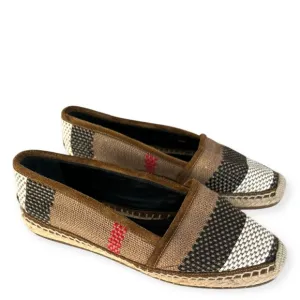 Burberry • Alport Icon Espadrille Suede Trim Woven Leather Slip On